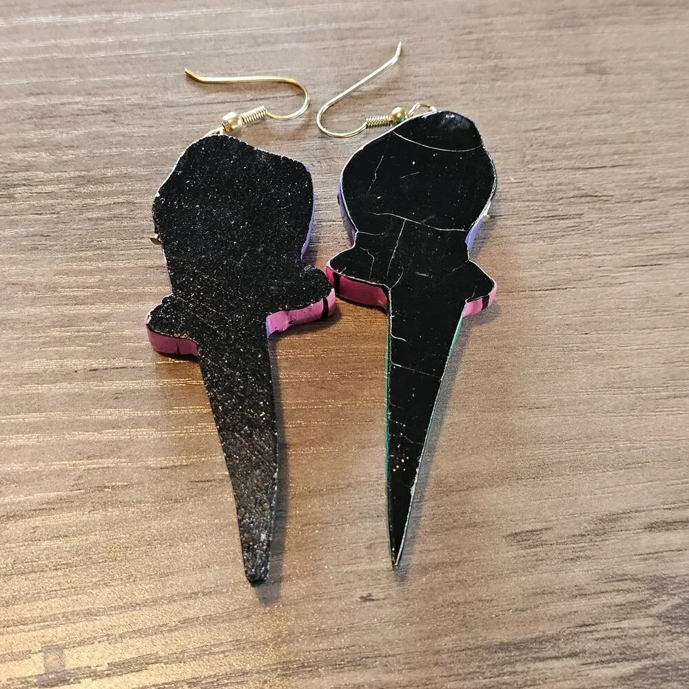 Vintage Green Wooden Tropical Parrot Dangle Earrings